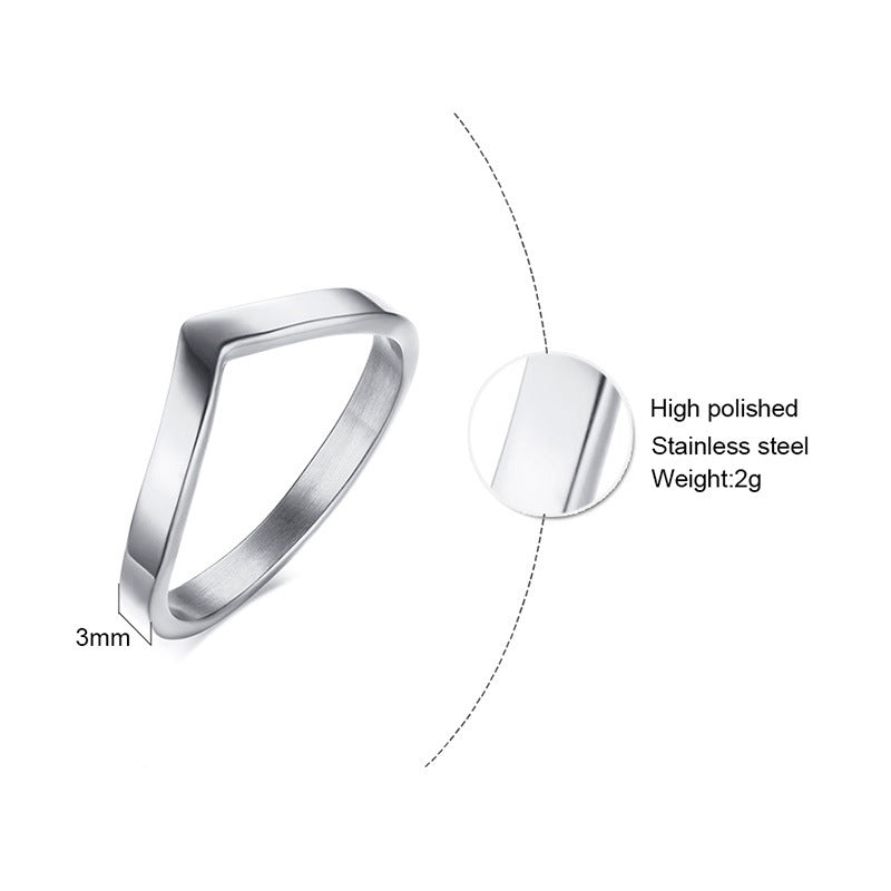 Women's Fashion Accessories Stainless Steel Zircon Ring Gold