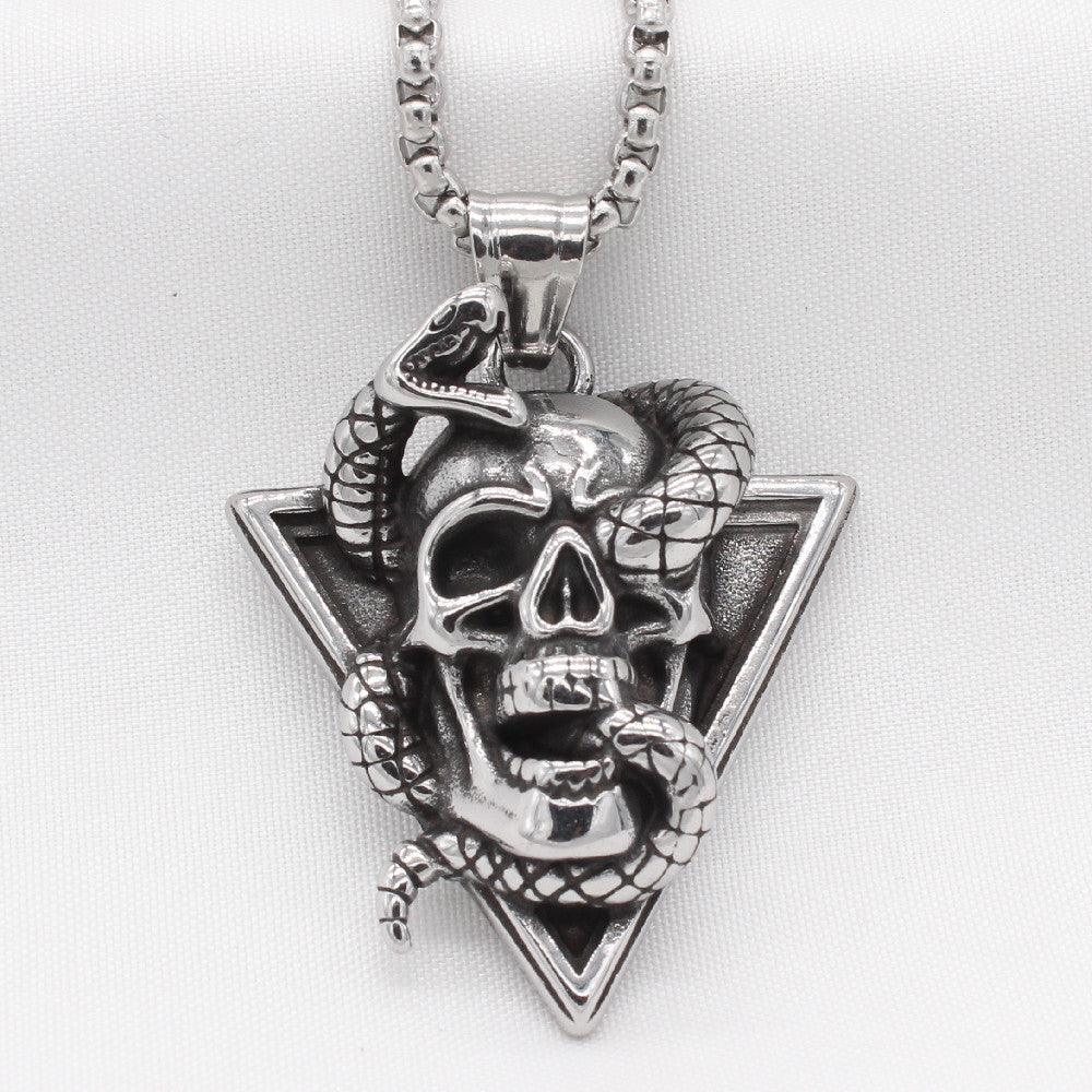 European and American Retro Snake Skull Titanium Steel Pendant for Men - Wholesale Jewelry