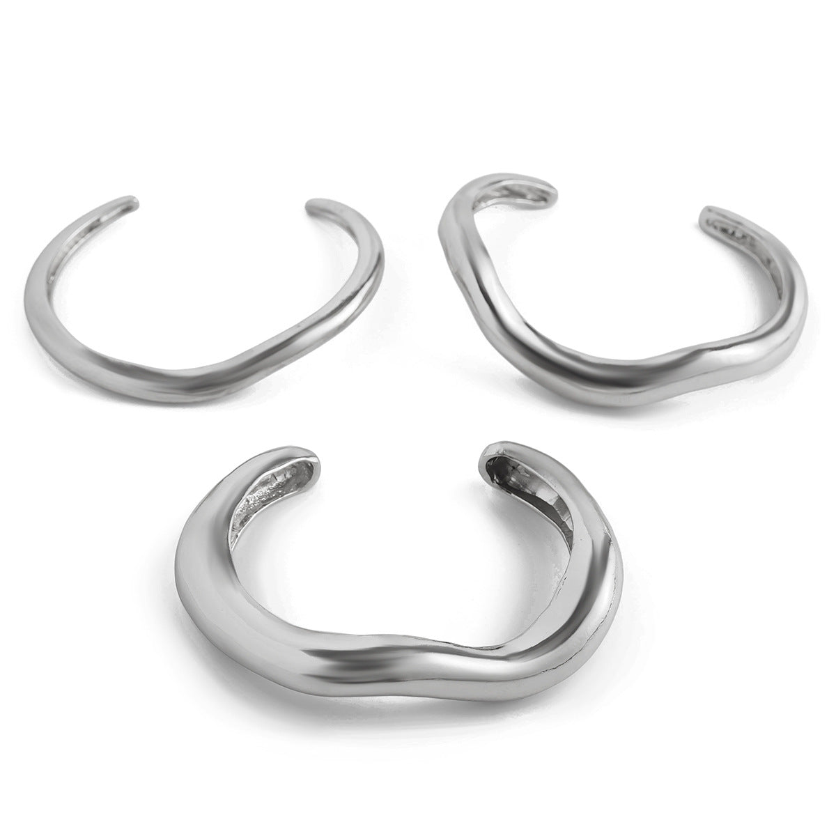 Planderful Vienna Verve Punk Style Heavy Metal Bracelet Bold Curved Wavy Opening For Rebels