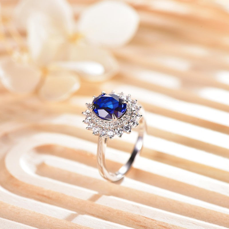 1.5-Carat Royal Sapphire Ring with Double Layer Halo Design