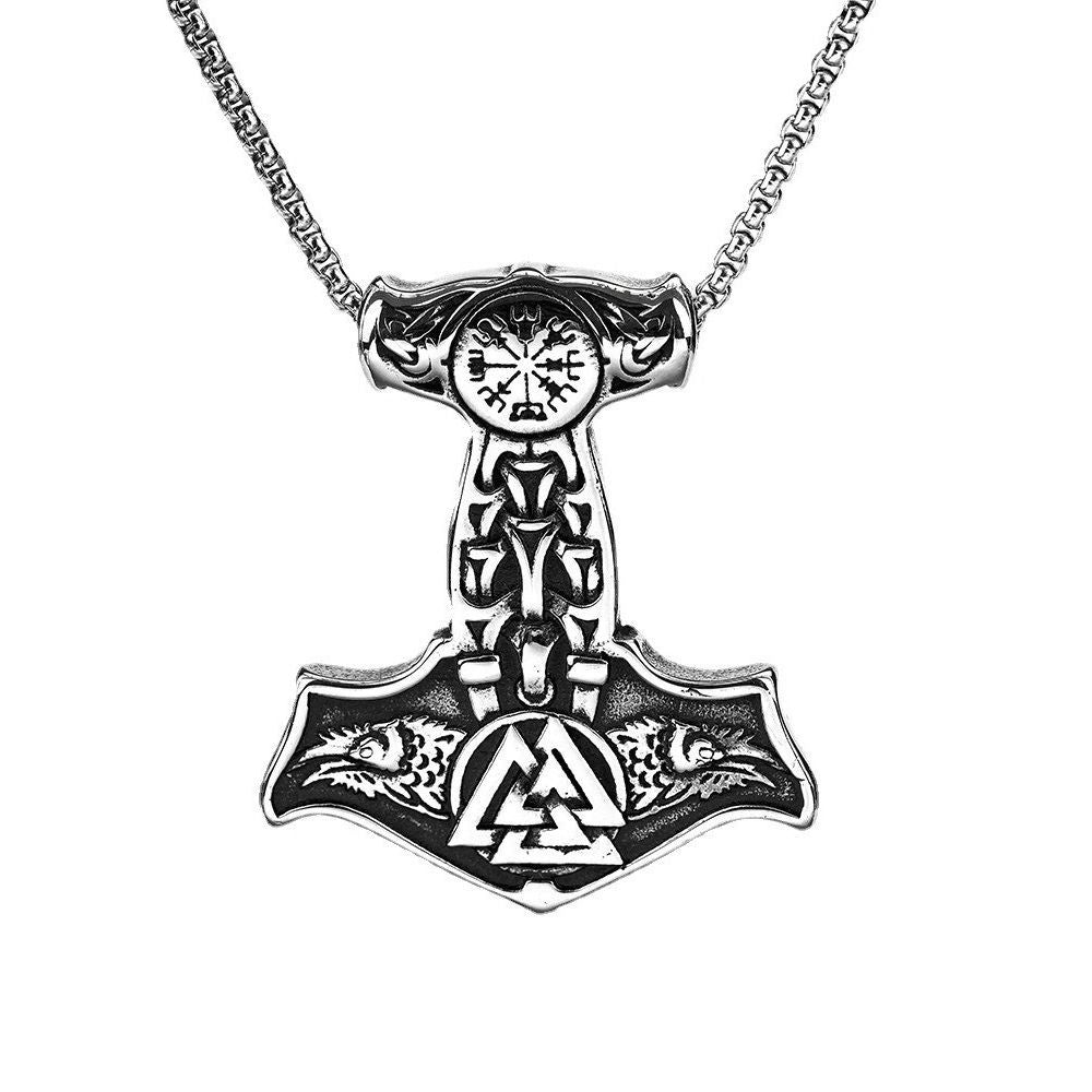 European And American Jewelry Wholesale Titanium Steel Pendant Necklace Hollow Viking Celtic Knot Hip Hop Style For Men