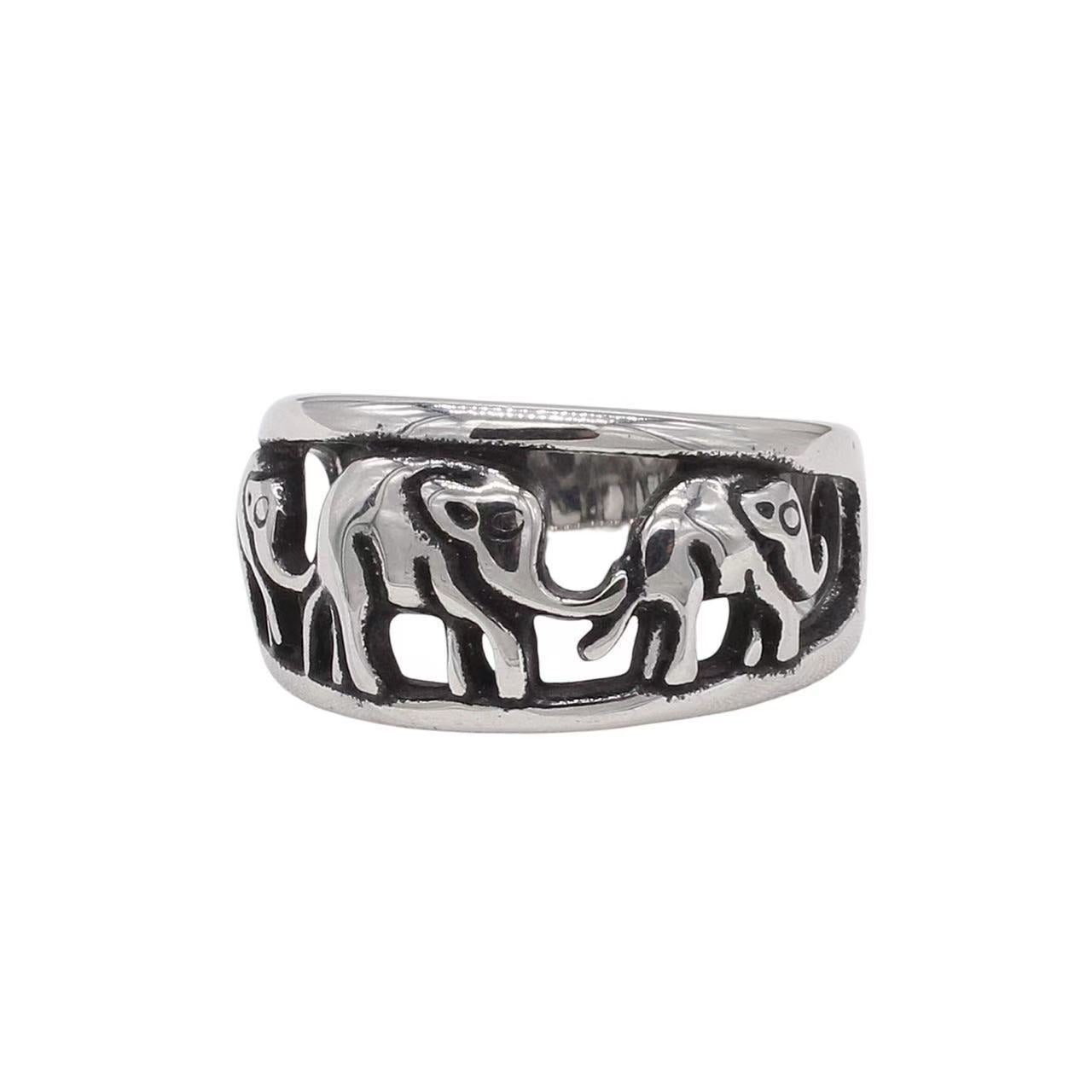 Planderful Jewelry Everyday Genie Elephant Ring For Men In Steel Retro Vintage Design