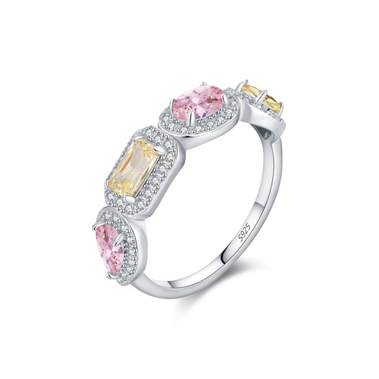 925 Sterling Silver Sugar-Cube Pavé Zircon Ring