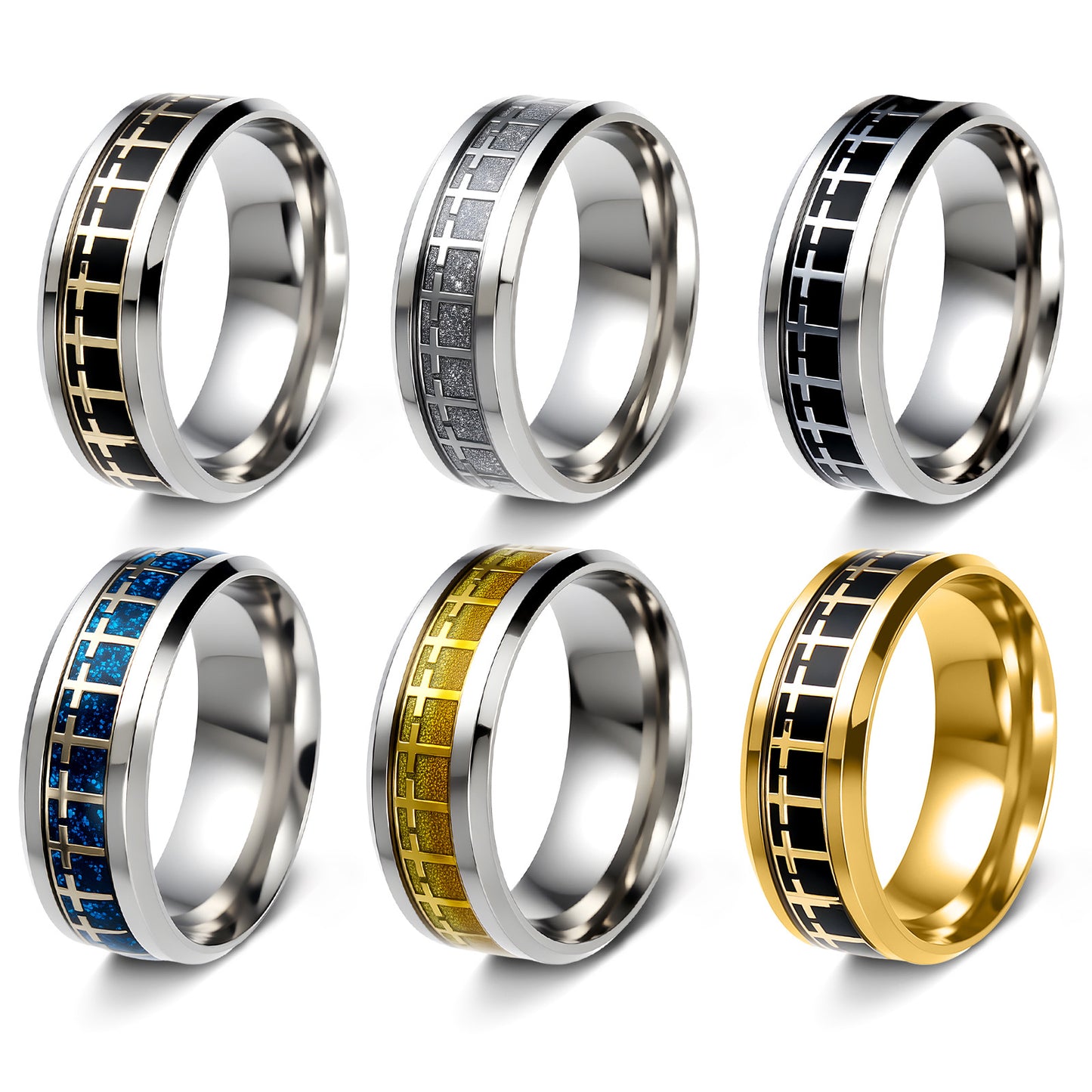 Stainless Steel Cross Ring Two Tone Unisex Planderful Everyday Wear For Men And Women