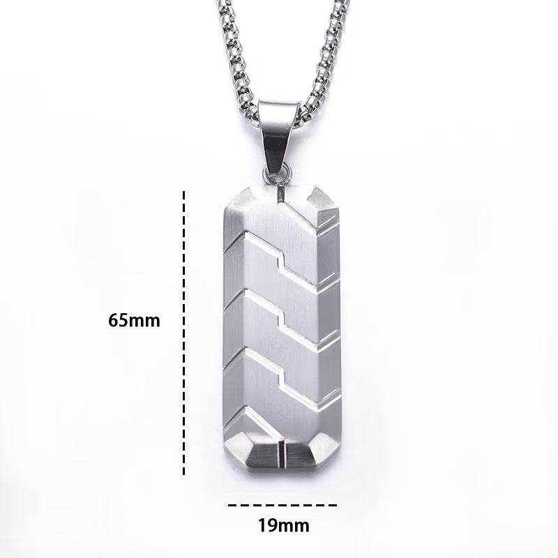 Planderful Mens Hexagonal 3D Beveled Tire Pendant Stainless Steel Necklace Hip Hop Retro Style