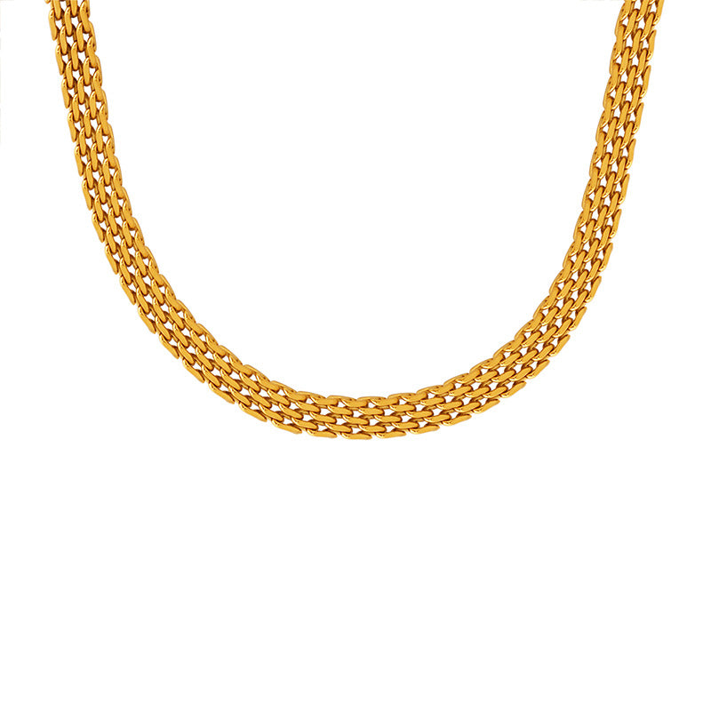 Elegant French-inspired Titanium Steel Necklace with 18K Gold Plating