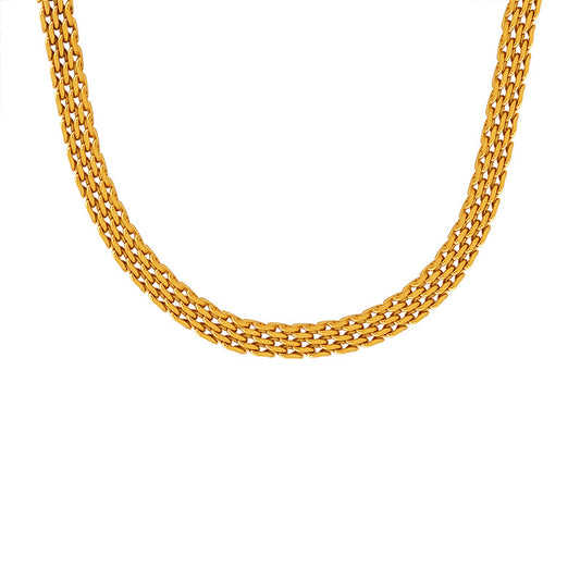 Elegant French-inspired Titanium Steel Necklace with 18K Gold Plating