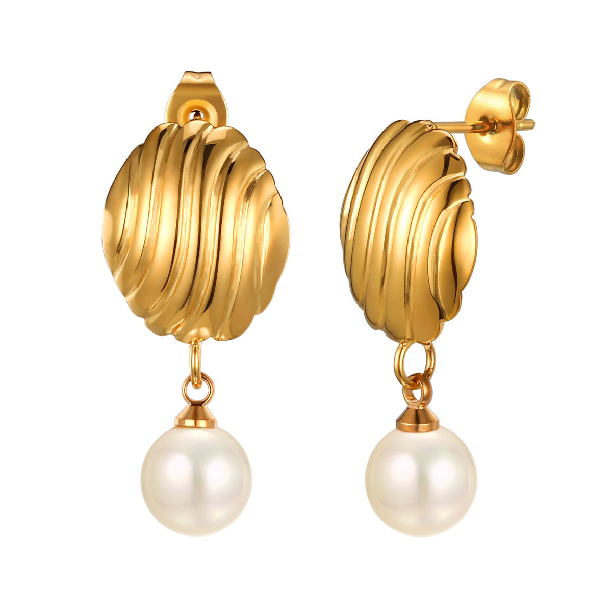 Stainless Steel Pearl Earrings