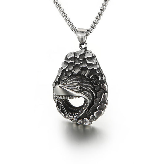 Stylish Stainless Steel Shark Mouth Pendant for Men
