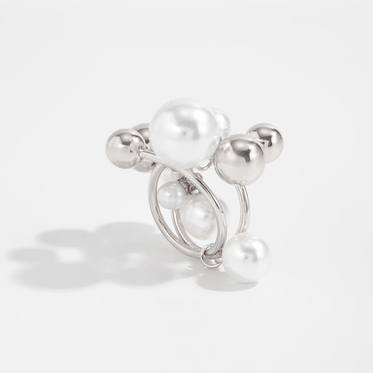 Planderful Vienna Verve Imitation Pearl Ring For Women Retro Bead Geometric Handmade Statement Jewelry