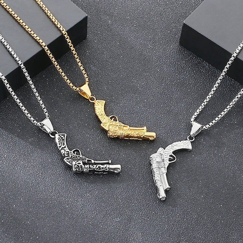Planderful Everyday Genie Stainless Steel Pistol Pendant Men