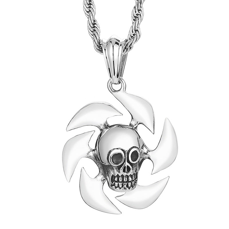 Trendy Men's Titanium Steel Skull Pendant - European, American & Caribbean Pirate Captain Design