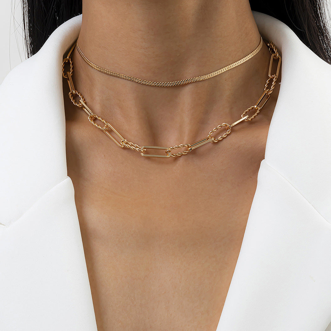 Cross Necklace For Women By Planderful Vienna Verve, Double Layer Geometric Threaded Chain Statement Jewelry