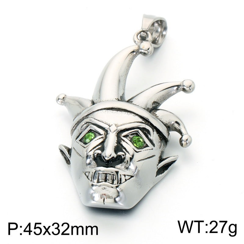 Dark Rock Clown Mask Pendant Punk Wind Smear Snake Hair Witch Stainless Necklace