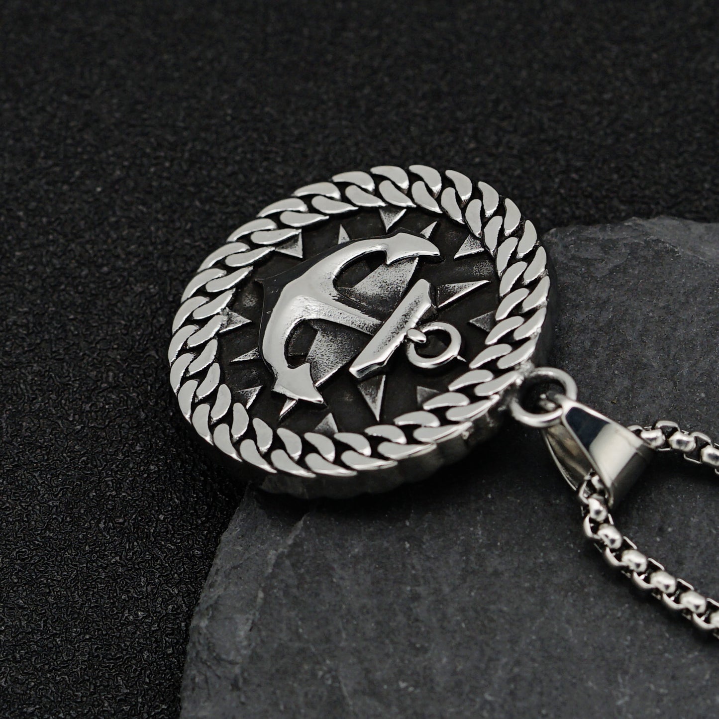 Steel Necklace – Vintage Nordic Wheel Pendant