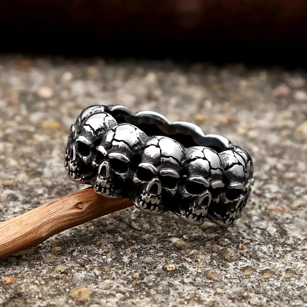 Punk Skull Viking Stainless Steel Men's Ring