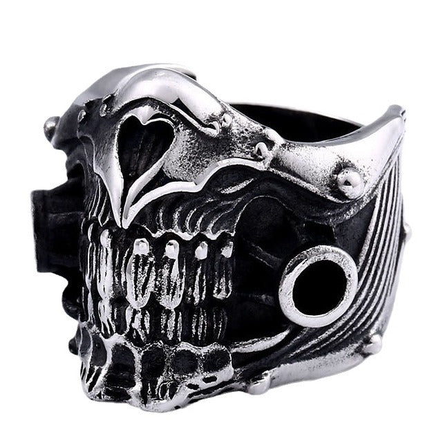 Punk Hip Hop Titanium Steel Skull Ring for Men - Wholesale Retro Design by Planderful