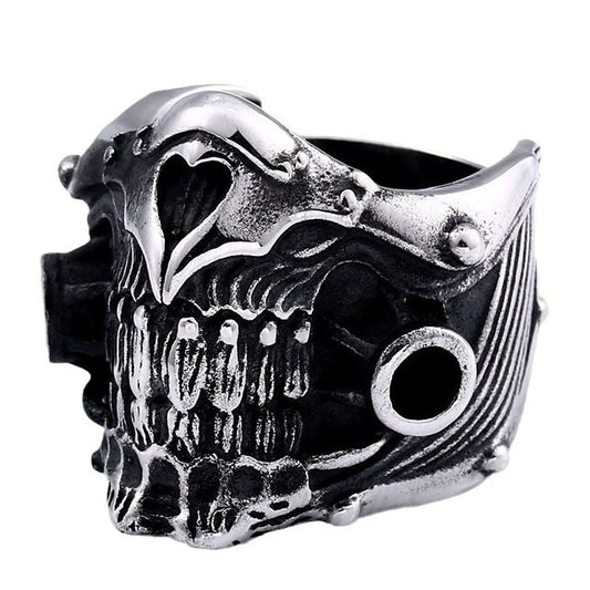 Punk Hip Hop Titanium Steel Skull Ring for Men - Wholesale Retro Design by Planderful