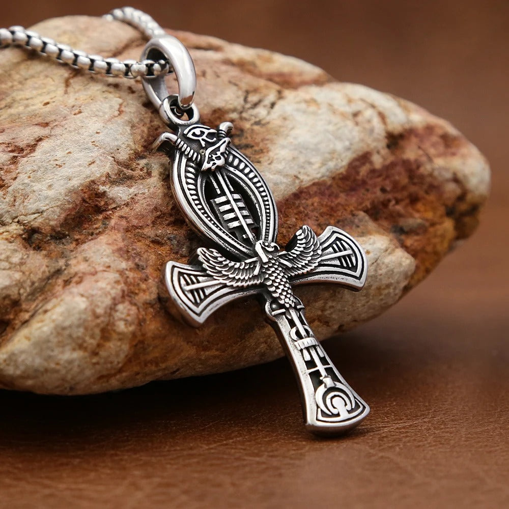 Eye of Horus Cross Stainless Steel Men's Pendant Necklace