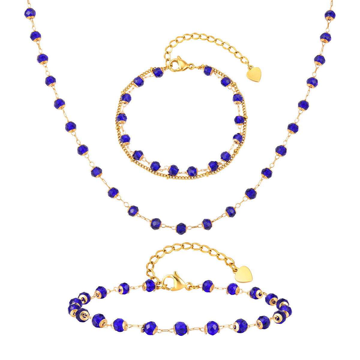 Beaded Chain Jewelry Collection – Bracelet, Anklet & Necklace
