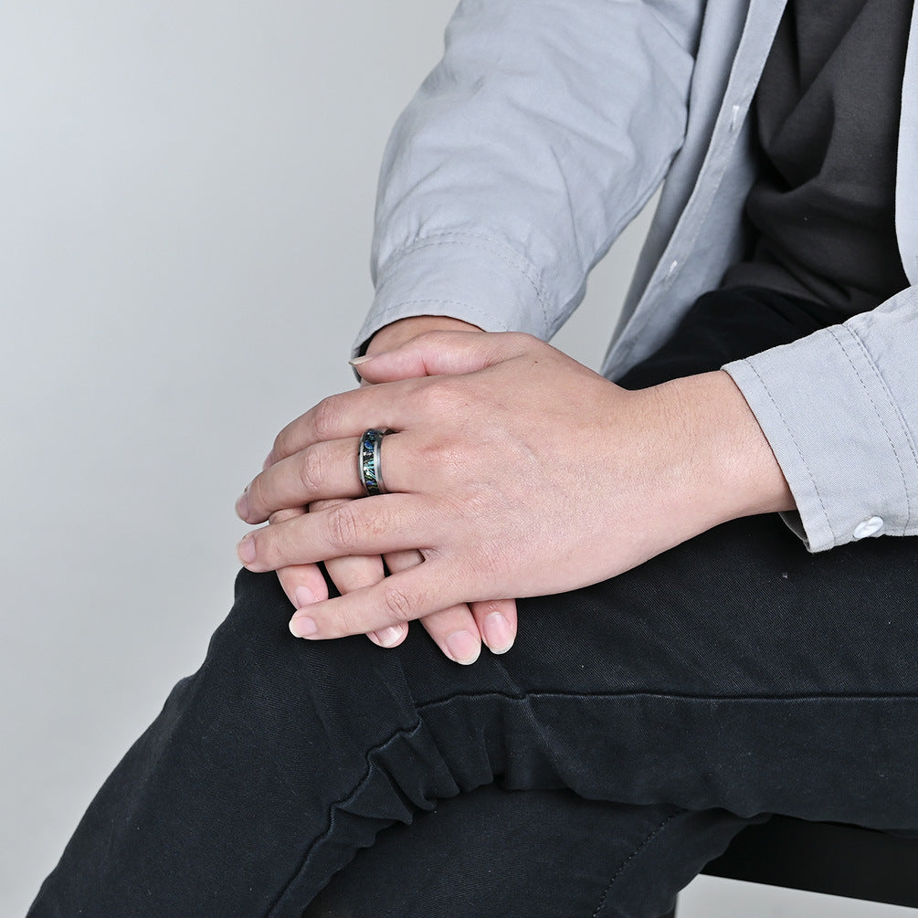 Planderful Tungsten Ring Inlaid Abalone Shell For Men And Women Premium High End Couple Jewelry