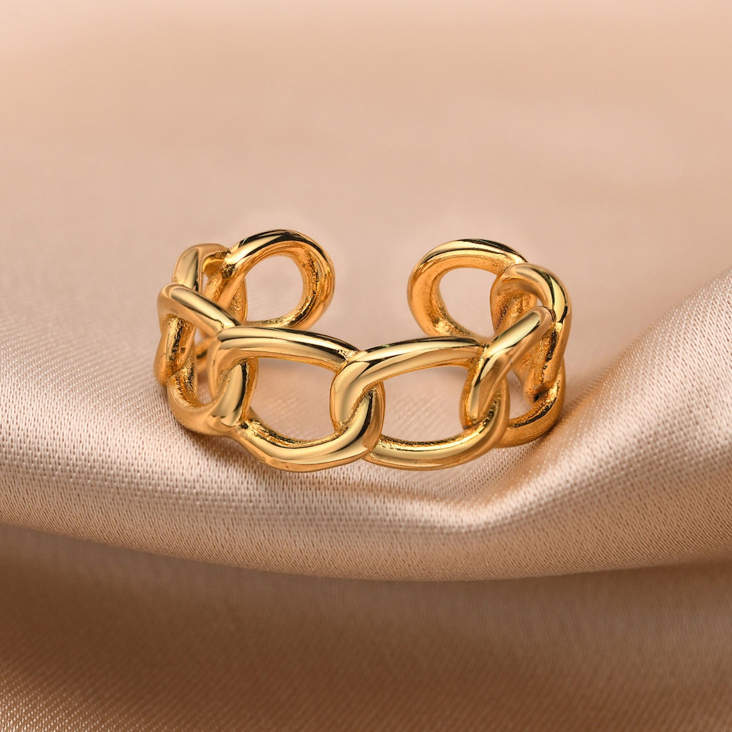 Rings Stainless Steel Chain Open Pig Nose Ring Gold Female
