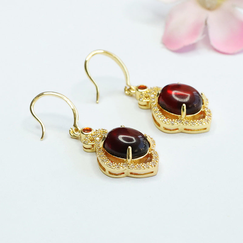 Blood Amber Floral Drop Earrings