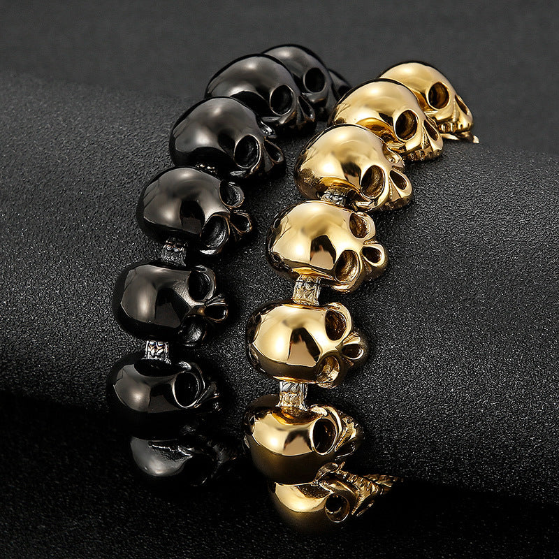 Planderful Titanium Steel Skull Bracelet For Men Trendy