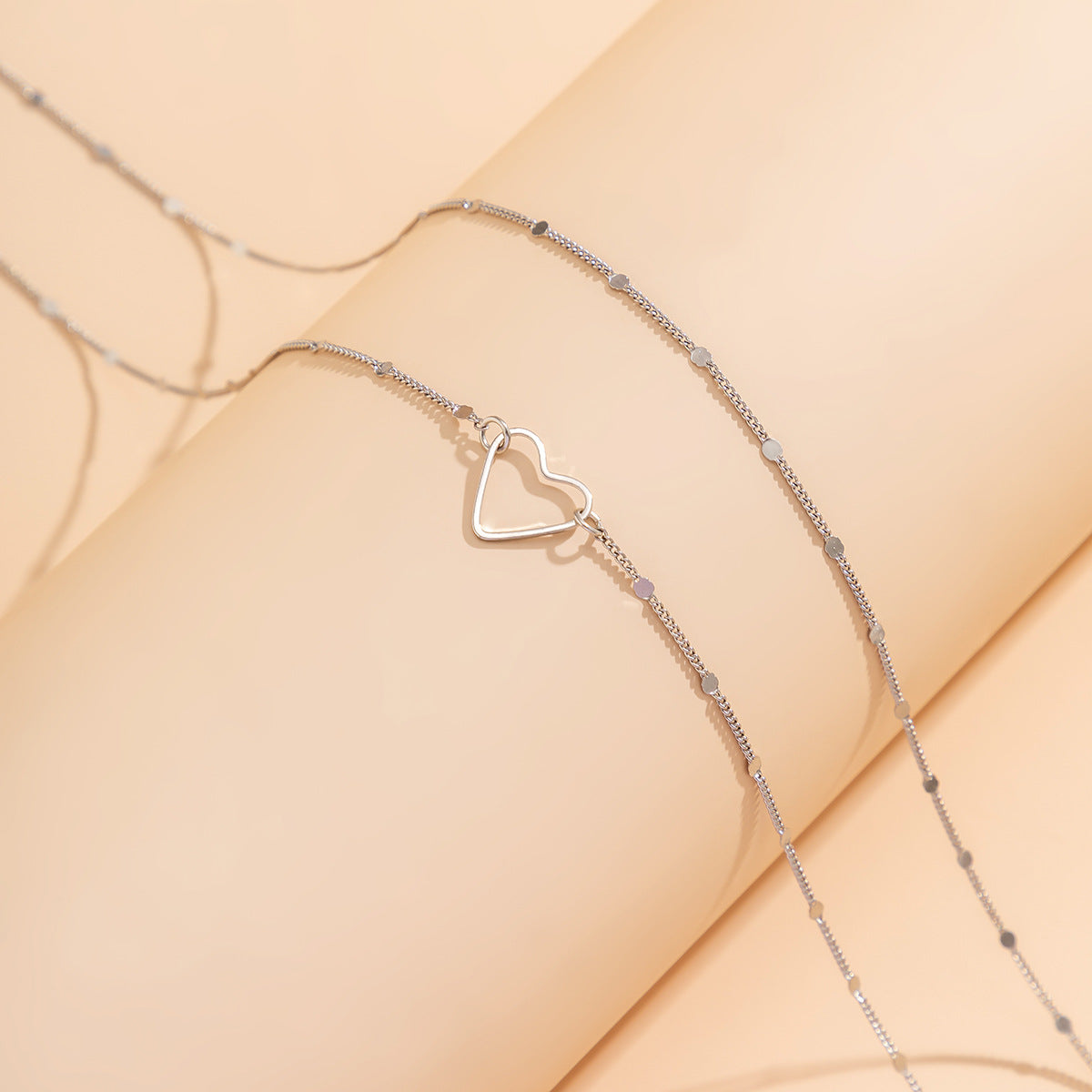 European and American Sweet and Cool Heart-shaped Body Chain with Double-layer Thin Chain