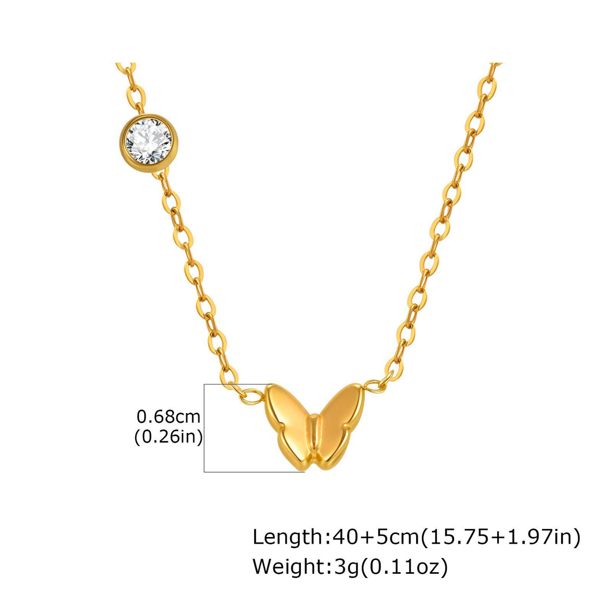 Stainless Steel Wind Delicate Sense Ladies Collarbone Chain Butterfly Necklace Gold