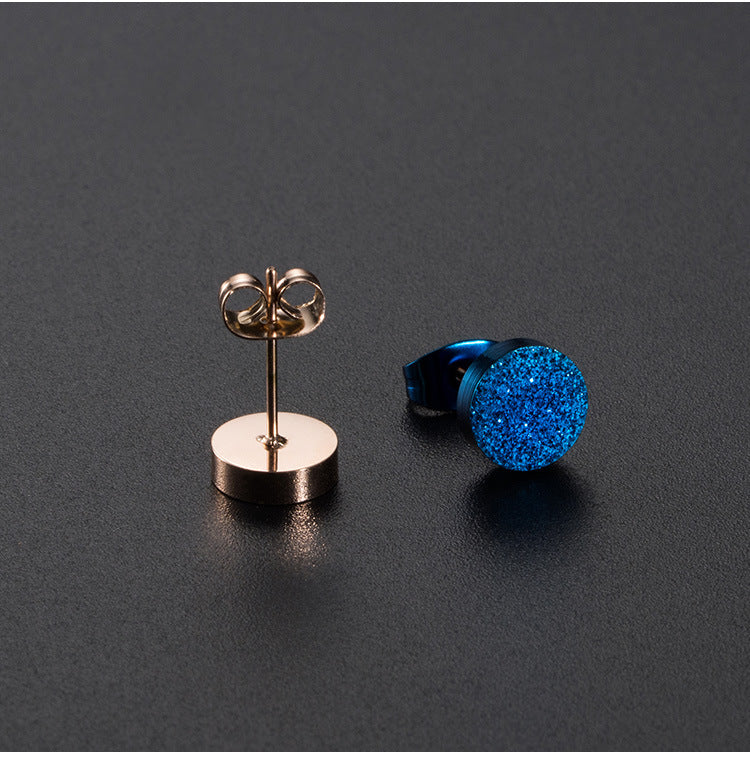 Titanium Steel Matte Stud Earrings for Men, Hipster Earclips