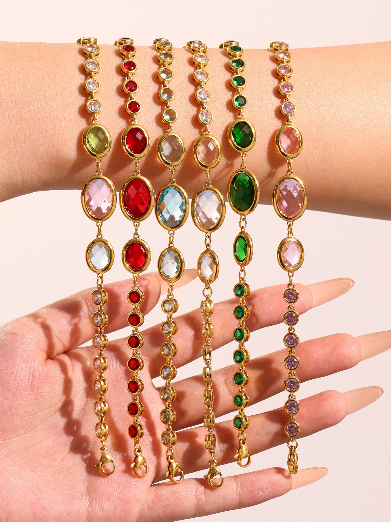 Planderful Crystal Glass Bracelet 18K Gold Plated For Women