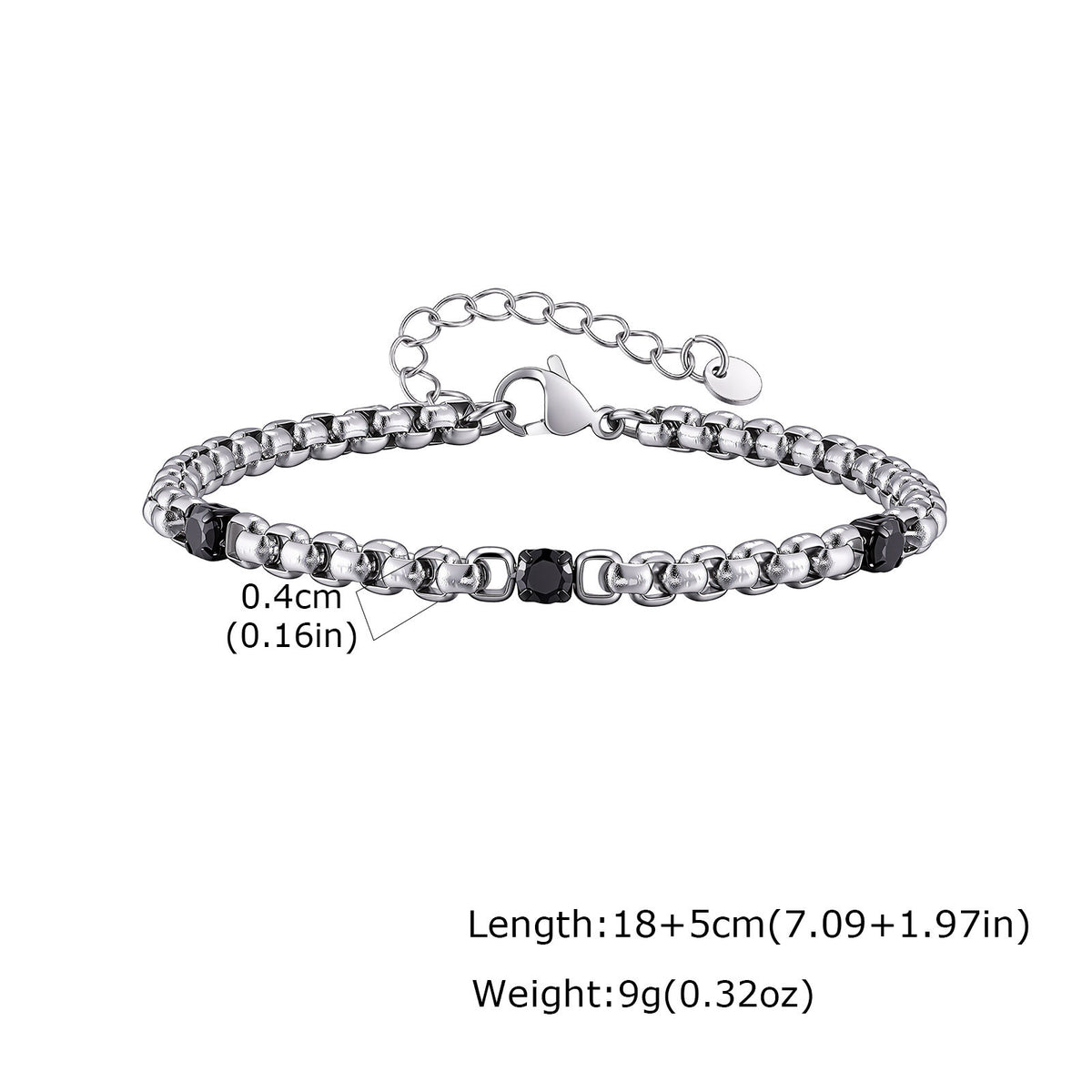 Pearl Zircon Black Stainless Steel Bracelet