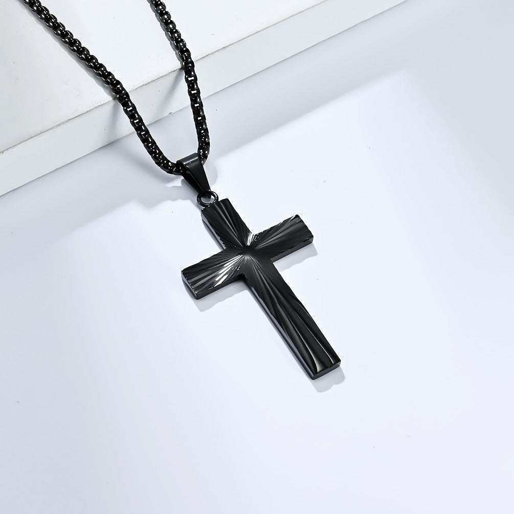 High-Gloss Titanium Steel Cross Pendant for Men