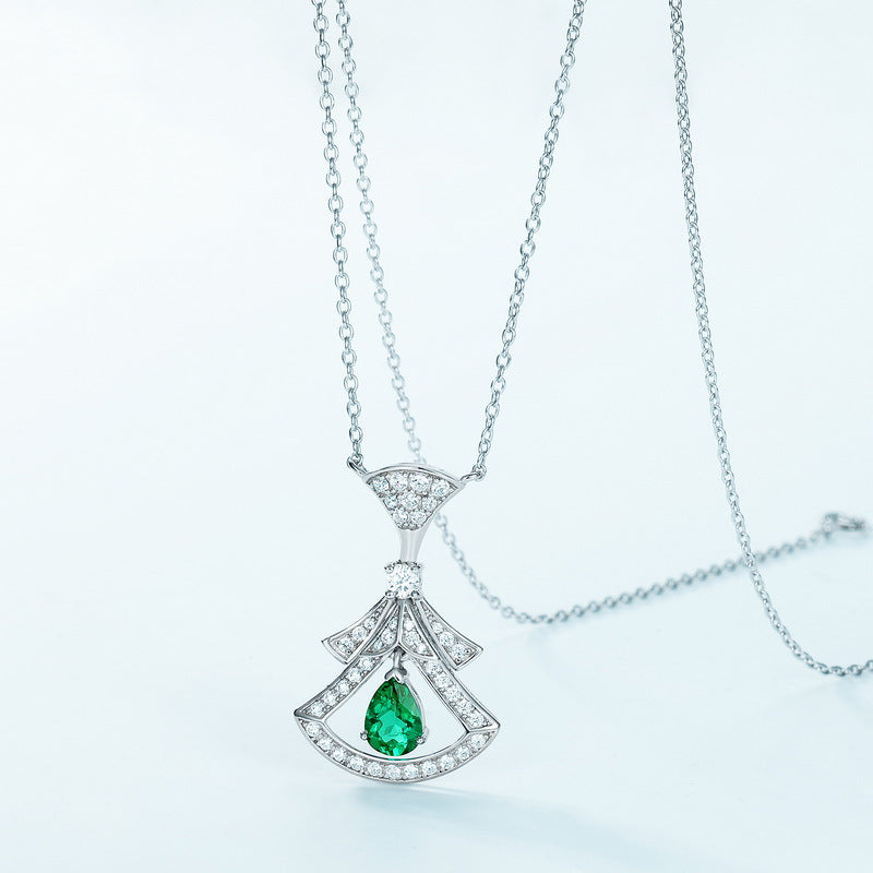 S925 Sterling Silver Lab-Grown Emerald Pendant Necklace