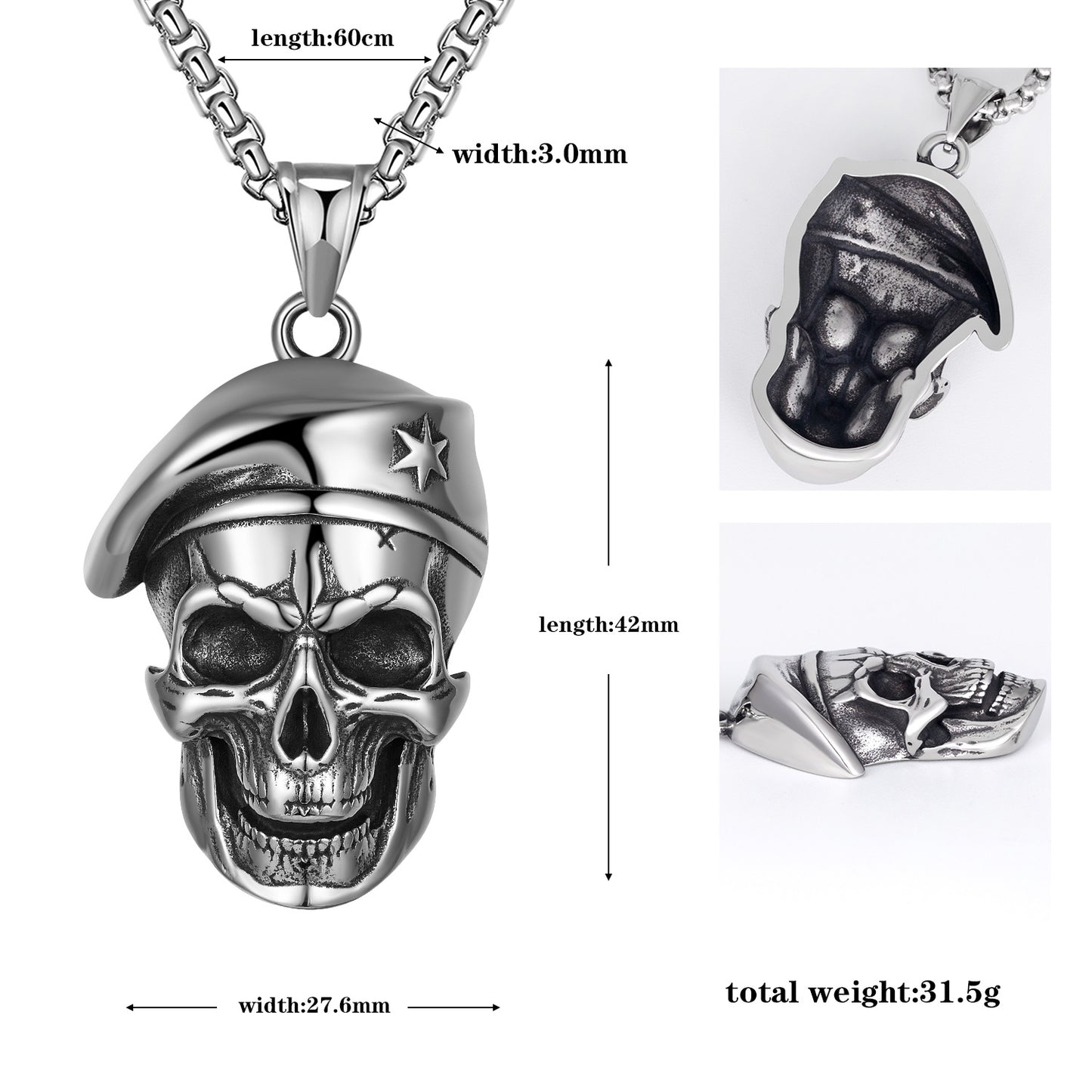 Steel Necklace - Vintage Hip Hop Skull