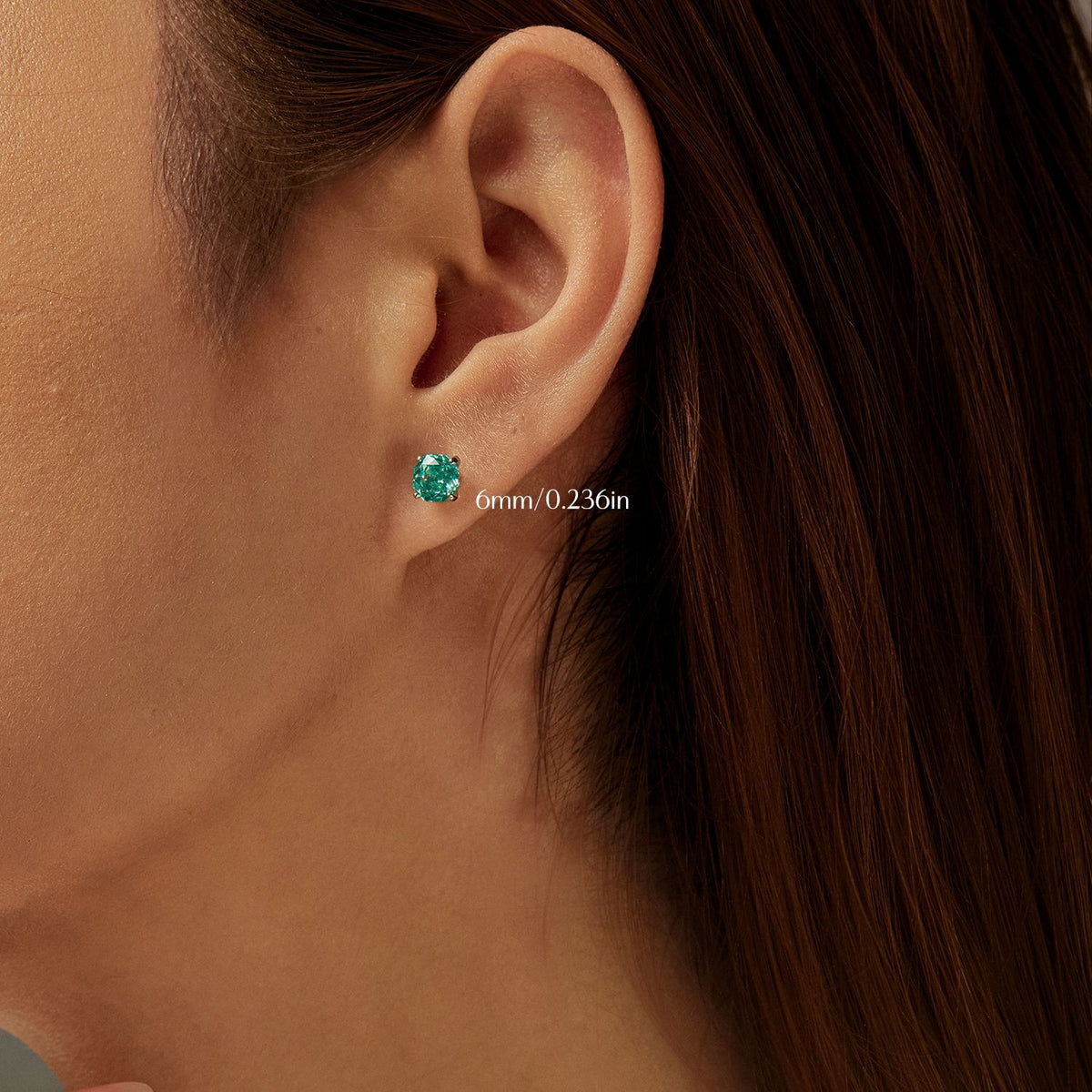 925 Sterling Silver Paraiba-Color Rose-Cut Stud Earrings