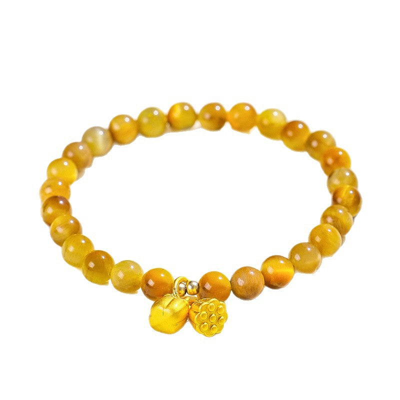 Golden Tiger Eye Bamboo & Fish Motif Bracelet