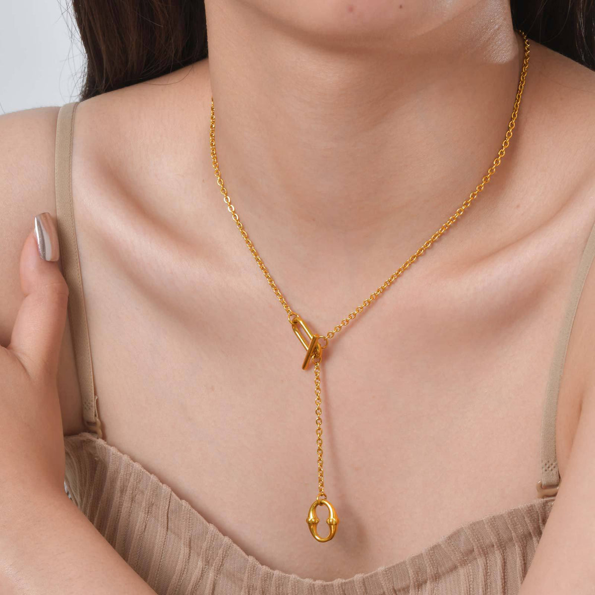 Modern Gold-Tone Stainless Steel Necklace
