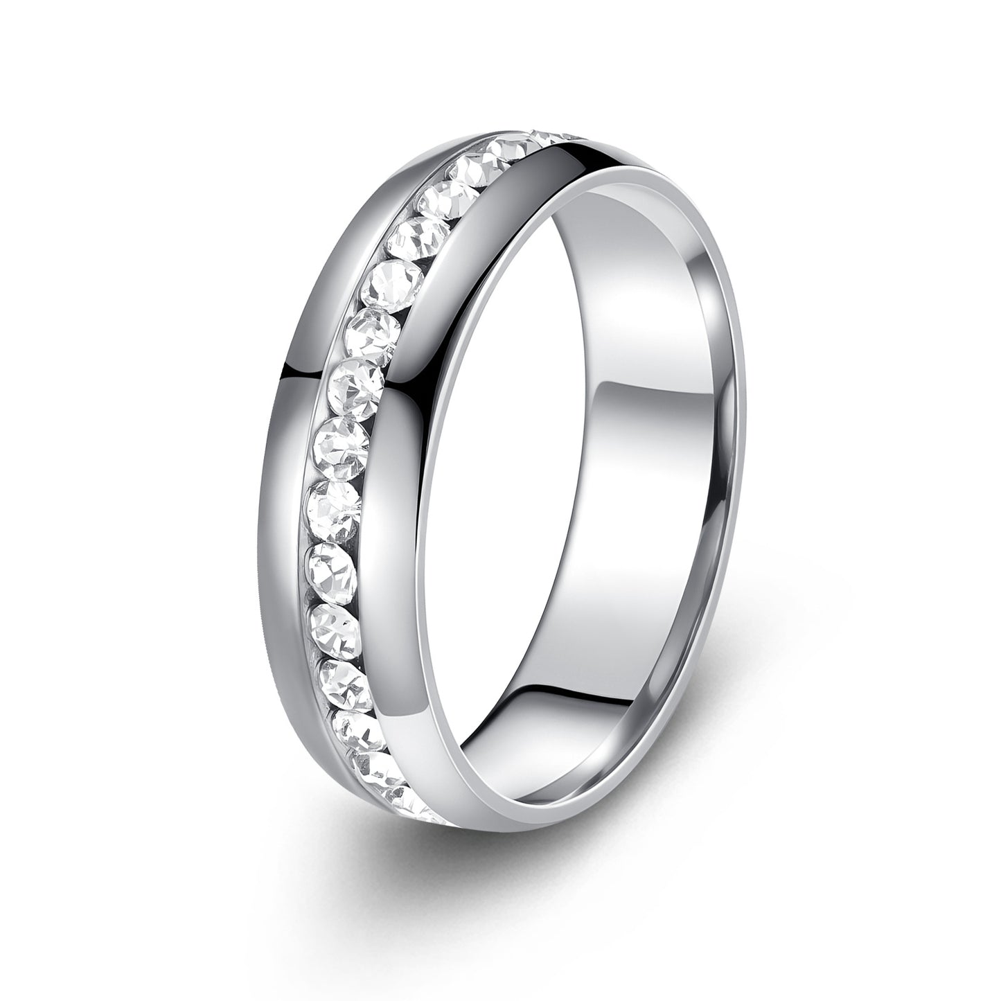Planderful Everyday Genie Zircon Ring Stainless Steel Unisex Personalized Jewelry Single Row Inlaid Gems Gold Plated