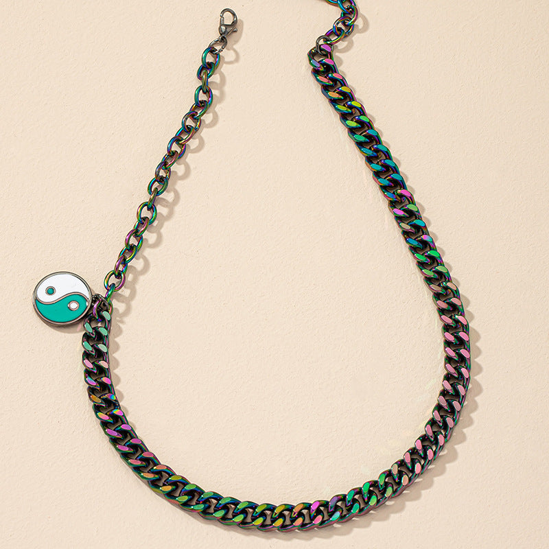 Colorful Alloy Splicing Necklace with Street Style Flavor