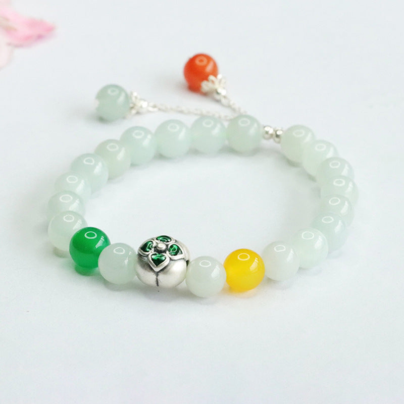 Jadeite Ruyi & Round Bead 8 mm Bracelet