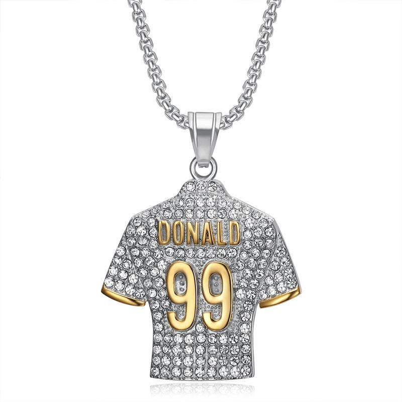 Hip Hop Necklace Titanium Steel Gold Plated Zircon NFL Jersey No 99 Pendant For Fans By Planderful Everyday Genie