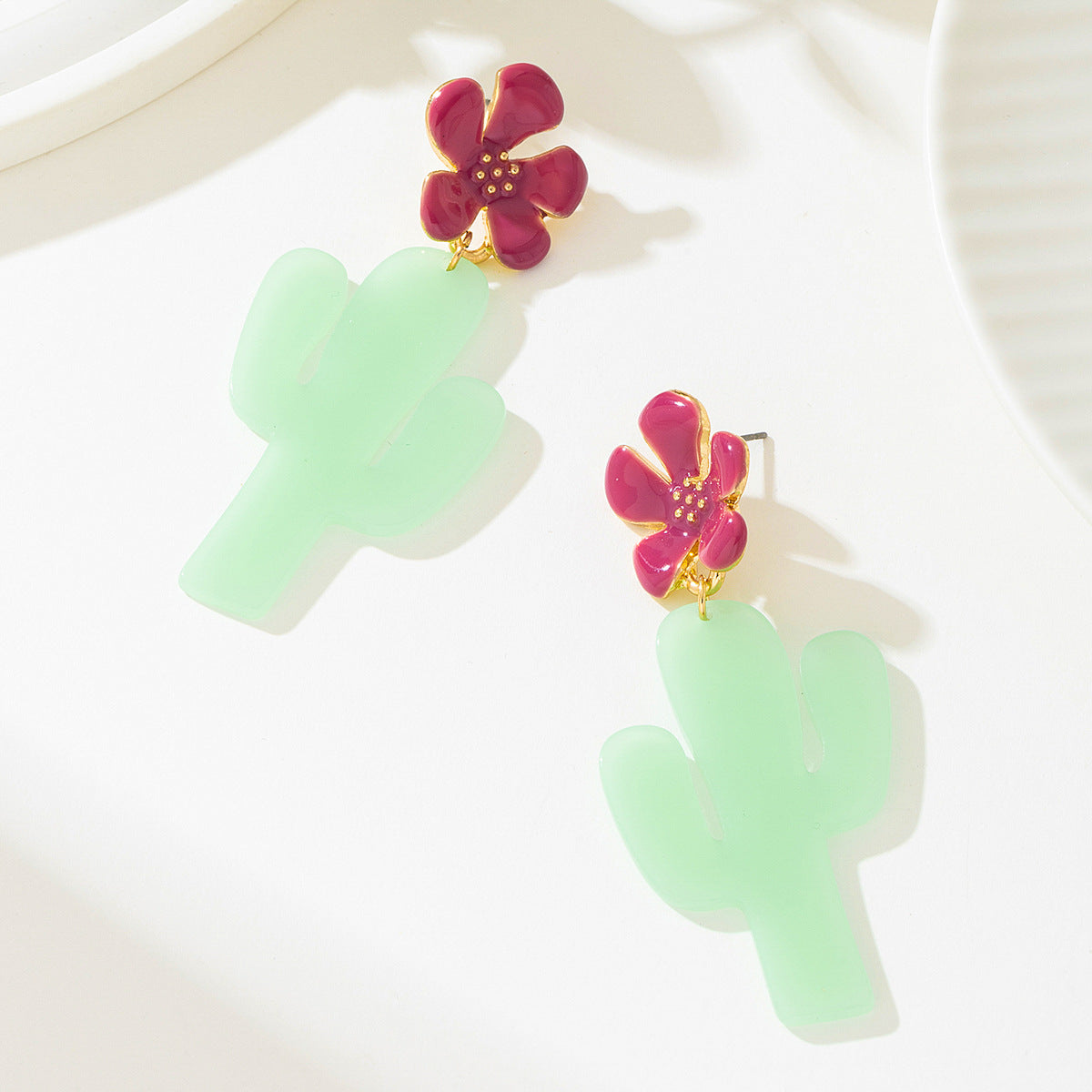 Planderful Vienna Verve Earrings – Creative Acrylic Cactus Design