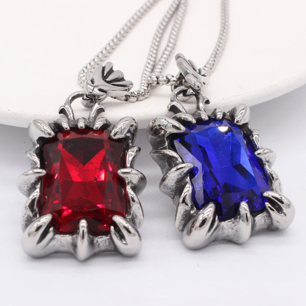 Planderful Rectangular Zircon Pendant Titanium Steel For Men And Women Unisex Protection Statement