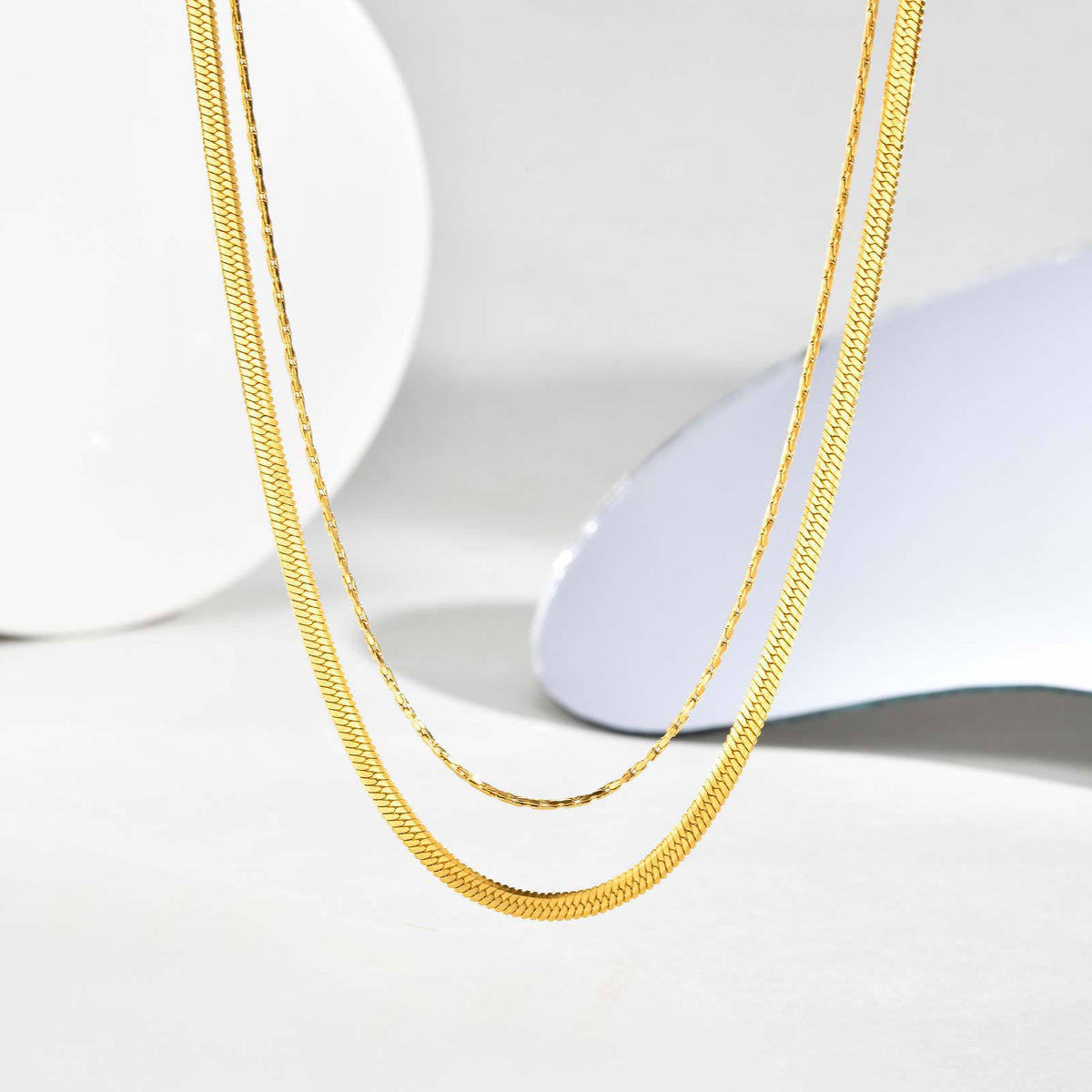 Stainless Steel Multi-Layer Stacked Blade Chain Hammer Round Chain Pendant Necklace