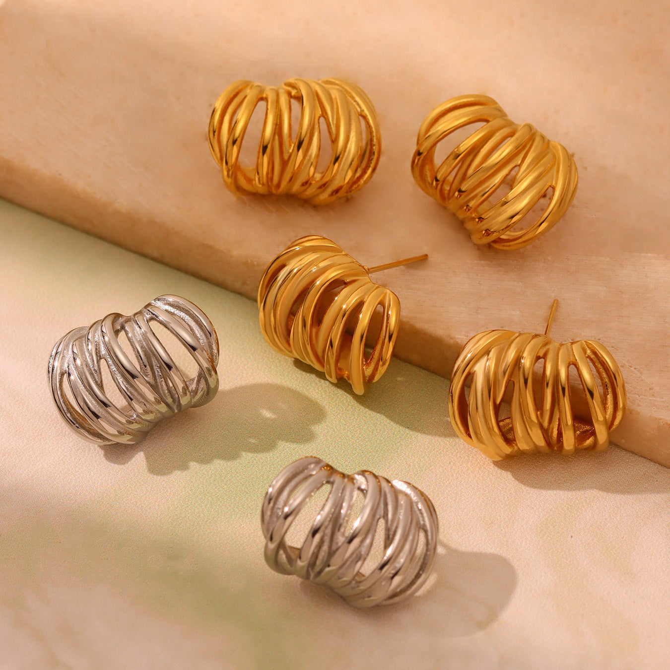 Planderful Stainless Steel C Type Stud Earrings for Women