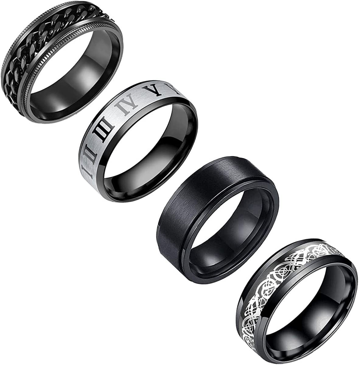 Stainless Steel Rotating Decompression Ring Set with European and American Design