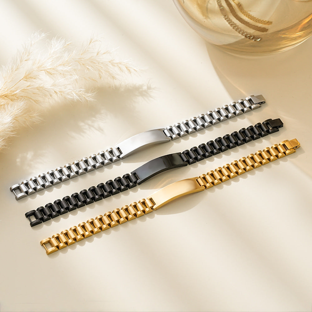 Planderful Collection Mens Stainless Steel FiveBead Ladder Bracelet Premium Punk Style For Men Customizable