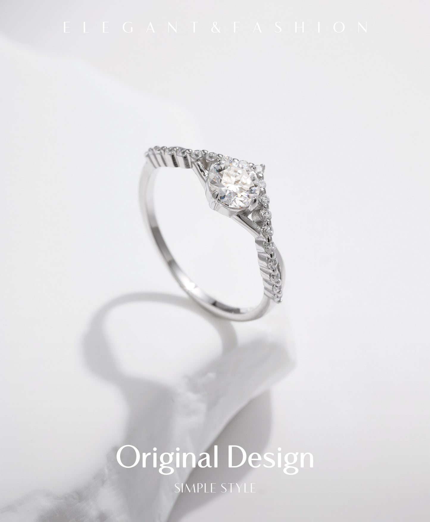 Planderful Moissanite Sparkling Ring – D Color 0.5 Carat Crown Design